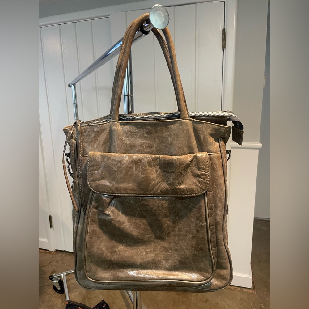 Latico gray mottled leather bag/tote.